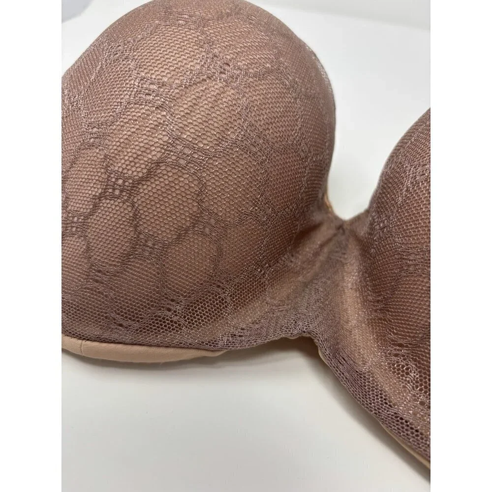 SOMA Hush Brown 36C Stunning Support Geo Lace Lined‎ Balconette Bra